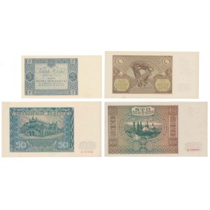 Zestaw banknotów okupacji i 5 zł 1930 (4szt)