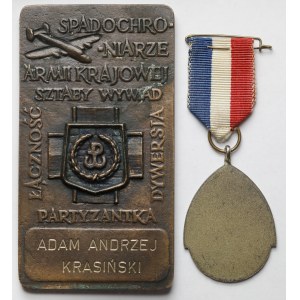 CICHOCIEMNY Plakieta pamiątkowa dla Adama Andrzeja Krasińskiego i Medal - zestaw (2szt)