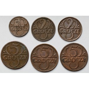 1-5 groszy 1925-1939 - zestaw (6szt)