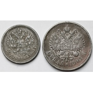 Rosja, Mikołaj II, 1 rubel i 50 kopiejek 1901 - falsyfikaty z epoki