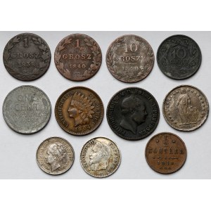 Świat, Zestaw monet 1838-1943 w tym Polska (11szt)