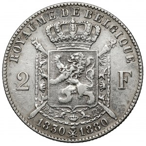 Belgia, 2 franki 1880 - niepodległość Belgii