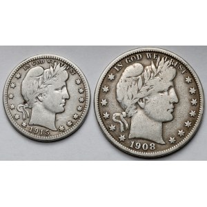 USA, 1/2 a 1/4 dolára 1908-1915 - sada (2ks)