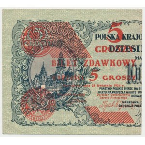 5 groszy 1924 - lewa połowa