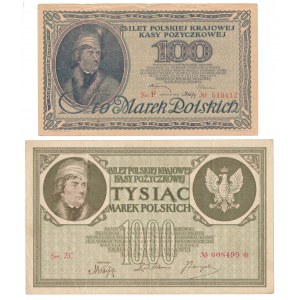 Zestaw 100 mkp 02.1919 i 1.000 mkp 05.1919 (2szt)