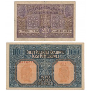 Zestaw 20 mkp 1916 jenerał i 100 mkp 1916 Generał (2szt)