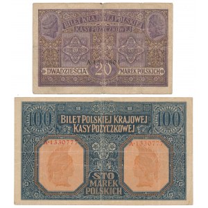 Zestaw 20 mkp 1916 jenerał i 100 mkp 1916 Generał (2szt)