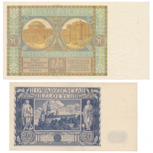 Zestaw 50 złotych 1929 i 20 złotych 1936 (2szt)