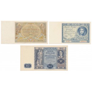 Zestaw banknotów polskich 1929-1936 (3szt)