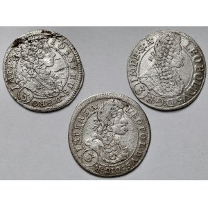 Austria, 3 krajcary 1697-1709 - zestaw (3szt)