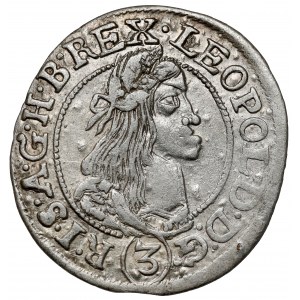 Węgry, Leopold I, 3 krajcary 1666 KB, Kremnica