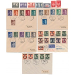 II Wojna i Emigracja - znaczki na kopertach i luzem - różne