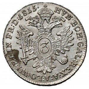 Austria, Franciszek I, 3 krajcary 1815-B, Kremnica