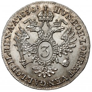 Austria, Franciszek I, 3 krajcary 1830-A, Wiedeń
