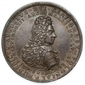 August II Mocny, Medal koronacyjny 1697 z Polakami krwią połączony - b. rzadki