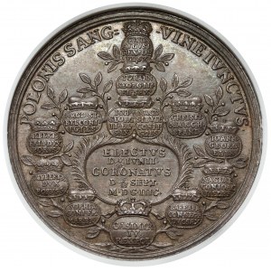 August II Mocny, Medal koronacyjny 1697 z Polakami krwią połączony - b. rzadki