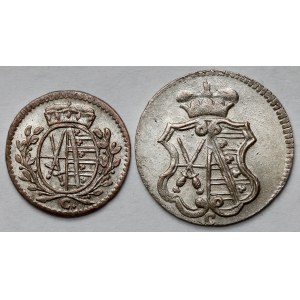 Saksonia, 1-3 fenigi 1764-1765 - zestaw (2szt)