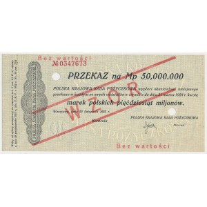 Przekaz na 50 mln mkp 1923 - WZÓR - numeracja bieżąca