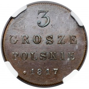 3 grosze polskie 1817 IB - nowe bicie Warszawa - RZADKOŚĆ