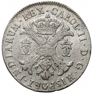 Niderlandy Hiszpańskie, Karol II, 1/2 patagona 1698, Antwerpia - bardzo rzadkie