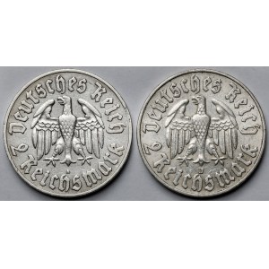 III Rzesza, 2 marki 1933 - Luther - zestaw (2szt)