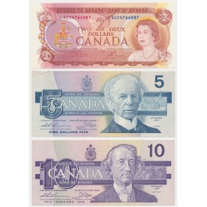 Canada, 2, 5 & 10 Dollars 1974-1989 (3pcs)