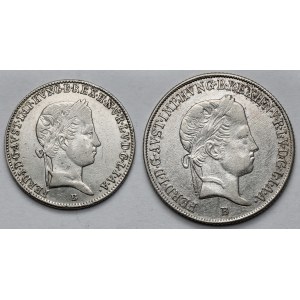 Węgry, Ferdynand I, 10-20 krajcarów 1845-1846 - zestaw (2szt)