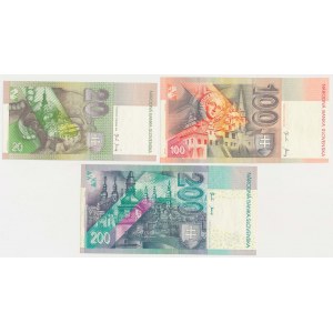 Slovakia, 20, 100 & 200 Korun 2001-2004 (3pcs)