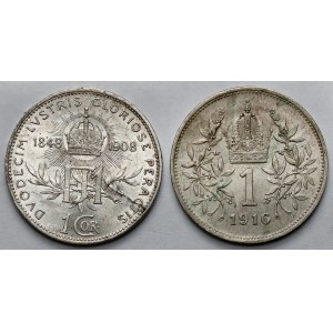 Austria i Węgry, Franciszek Józef I, Korona 1908-1916 - zestaw (2szt)