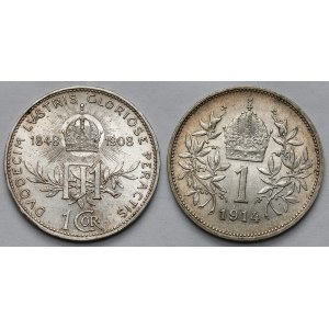 Austria i Węgry, Franciszek Józef I, Korona 1908-1914 - zestaw (2szt)