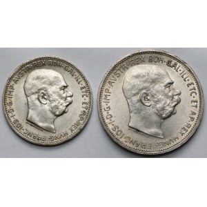 Austria i Węgry, Franciszek Józef I, 1-2 korony 1912 - zestaw (2szt)