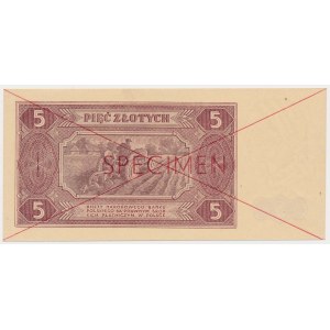 5 złotych 1948 - SPECIMEN - AL - PIĘKNY
