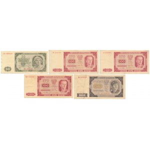 Zestaw 50, 100 i 500 złotych 1948 (5szt)