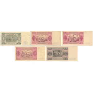 Zestaw 50, 100 i 500 złotych 1948 (5szt)