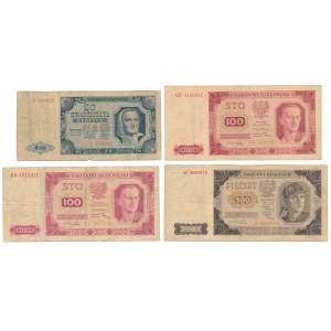 Zestaw 20, 100 i 500 złotych 1948 (4szt)