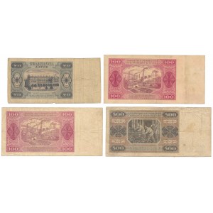 Zestaw 20, 100 i 500 złotych 1948 (4szt)