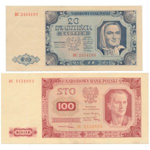 Zestaw 20 i 100 złotych 1948 (2szt)