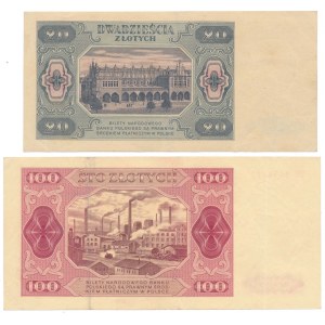Zestaw 20 i 100 złotych 1948 (2szt)