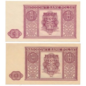 1 złoty 1946 - odmiany kolorytyczne (2szt)