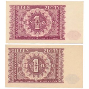 1 złoty 1946 - odmiany kolorytyczne (2szt)