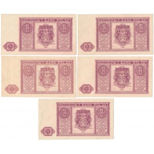 1 złoty 1946 - zestaw (5szt)