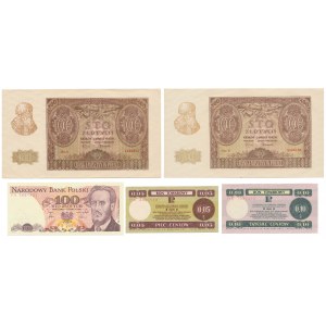 Zestaw banknotów polskich 1940-1986, w tym PEWEX (5szt)