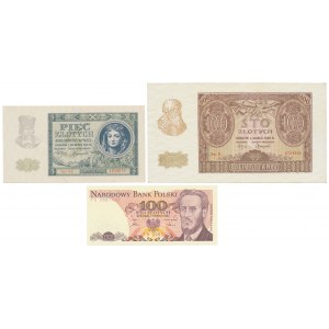 Zestaw banknoty okupacji i 100 zł 1986 (3szt)