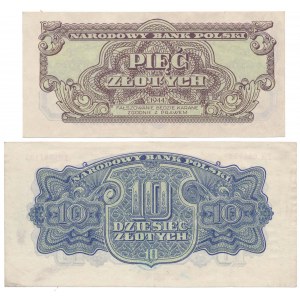 5 złotych ...owe i 10 złotych ...owym 1944 (2szt)