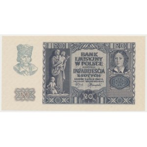 20 złotych 1940 - bez poddruku, serii i numeru