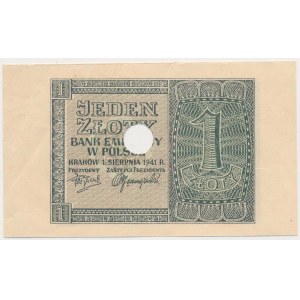 1 złoty 1941 - bez numeracji, skasowany