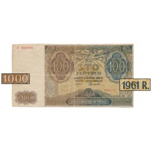 100 zł 1941 PRZERÓBKA na 1.000 zł 1961