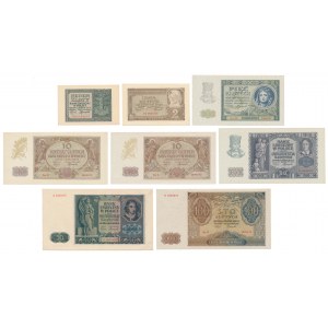 Banknoty okupacyjne 1940-1941 - PIĘKNE stany (8szt)