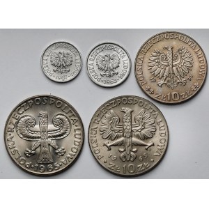 5 groszy - 10 złotych 1965-1971 - zestaw (5szt)