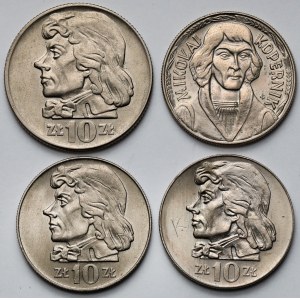 10 złotych 1966-1972 Kopernik i Kościuszko - zestaw (4szt)